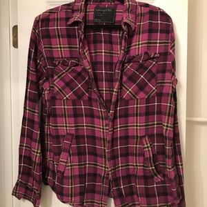 Heritage 1981 Purple Plaid Zippered Flannel Shirt